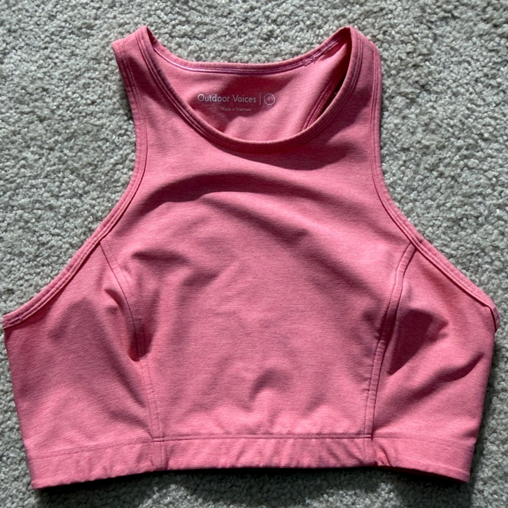 Outdoor Voices Pink High-Neck Cropped Sports Bra